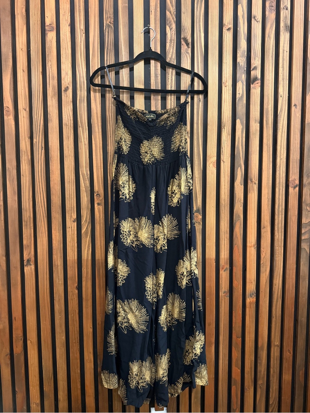 Kahulale’a Ohi’a Lehua Print Wide Leg Strapless Pants Dress (size S)
